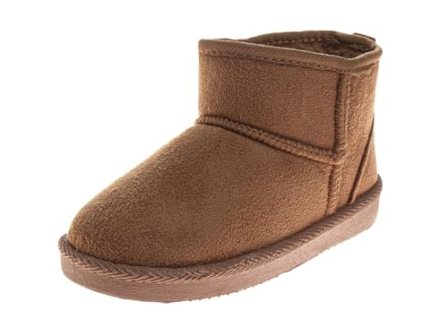 Avalanche Boys Girls Fuzzy Boots Baby Kids Snow Warm Cozy Winter Boots - Light Brown Size 5 Toddler