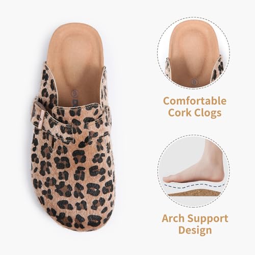 Dumalum Suede Clogs for Women & Men - Comfort Cork Footbed with Arch Support - Adjustable Buckle Mules Slip-On Sandals Unisex Potato Shoes Home Slippers3