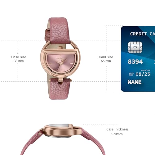 Image of Sonata Poze 8 Quartz Analog with Pink Dial Pink PU Leather Strap Watch for Women - SP80159WL01W