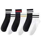 Digoon 6 Pairs Fashion Striped Athletic Socks for Women,Casual Cute Vintage Crew Socks,All Season Socks for Women (Multicolor-1)