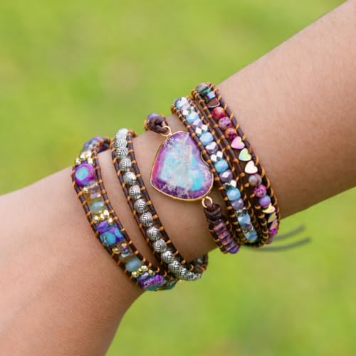 YGLINE Natural Stone Bracelet 3 Wraps Bracelet Handmade Boho Bracelet for Women Bracelet4