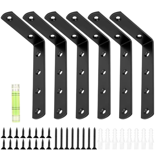 6 Stück Regalhalterung Regalwinkel Schwarz, Schwerlastwinkel,...