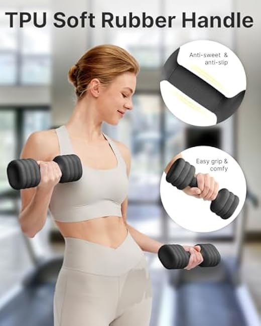 YOTTOY Adjustable Dumbbell Set of 2, 4-in-1 Hand Weights for Women at Home, Compact Free Weights Dumbbells Set with Soft Grip and Base, 2-5 lbs Each for Home Gym
