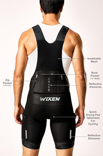Wixen Bermuda de ciclismo acolchoada com gel 4D para homens – babadores de compressão Aero Fit com a