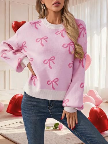 Image of Libsorge Womens Valentine Heart Sweater 2026 Valentines Day Trendy Cute Oversized Long Sleeve Pullover Sweaters