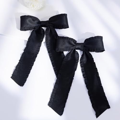 2PCS Moños para el cabello con cintas negras miniatura 6