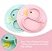 AUNEOS Baby Divided Plate Silicone 2 Set - Portable Non Slip Child Feeding Plate for Children & Babies - BPA Free - Microwave & Dishwasher Safe