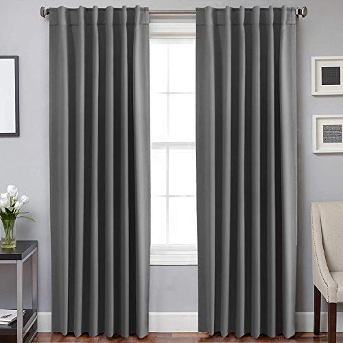 H.Versailtex - Cortinas opacas térmicas aislantes - Pestaña superior / Dobladillo para barra- Sin alzapaños (juego de dos paneles)