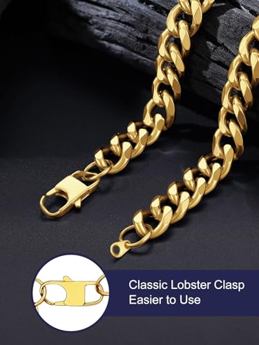 Bandmax Stainless Steel Miami Cuban Link Chain Necklaces for Men Silver Tone/Gold/Black Classic Curb Chains Hip Hop Rock Biker Necklace Jewelry3