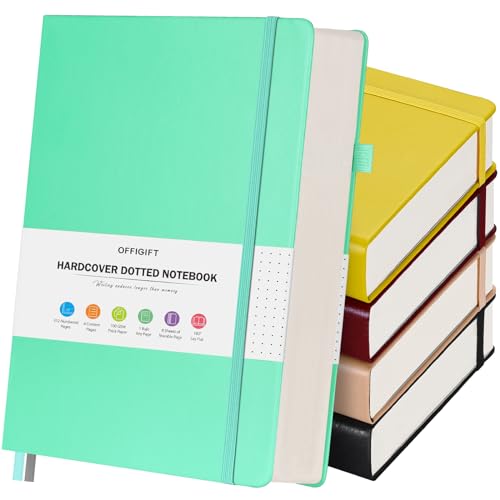 Image of 5 Pack Bullet Dotted Notebook Bulk, A5, 312 Numbered Pages Dot Journal Set
