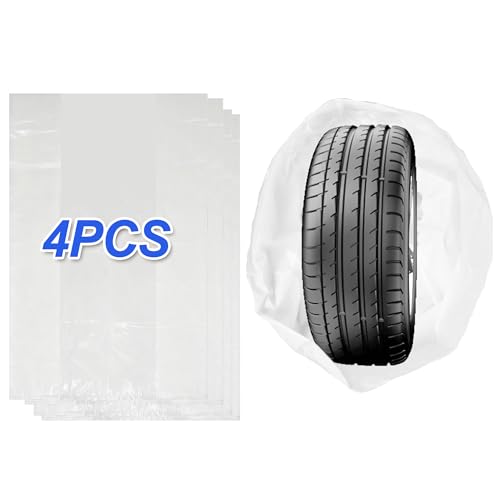 BHLOR Extra-Large Tire Storage Bags 48x48 Plastic Tire Bags 4PCS Waterproof Dustproof Used for Storing and Protecting Winter and Summer Tires Between Seasons Universal Fit for Most Vehicles