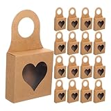 EPIGEIST 30 Piezas Unidades Cajas Regalo para Botella Vino de Papel Kraft con Ventana Corazón Colgante Embalaje Seguro para Bombones y Decoración Fiestas