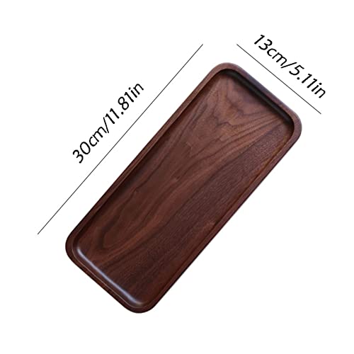 Bandeja decorativa de almacenamiento de mesa en madera rectangular de nogal 2