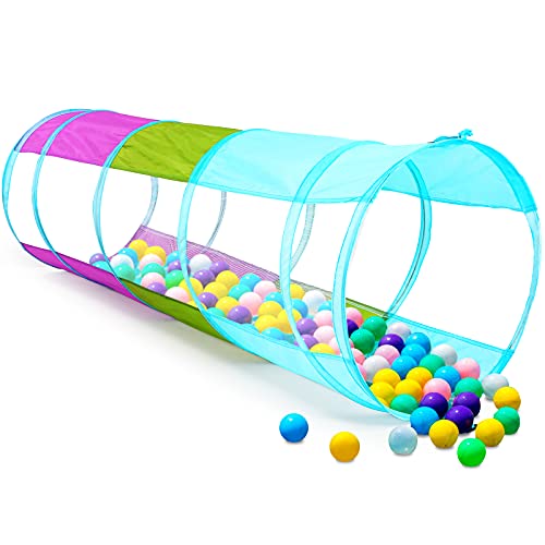 Kids Play Tunnel for Toddlers, Pop Up Crawl Through Tunnel Play Tent for Baby Infant Children or Dog with 2 Mesh Sides, Kids Tunnel Toys or Gift Indoor & Outdoor (Mesh Crawling Tunnel)