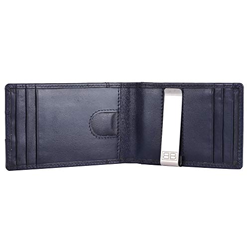 Image of Brooklyn Bridge Genuine Leather Money Clip Wallet for Men VT Blue - Premium Slim RFID Protected Wallet with Cash Clip & Multiple Card Slots, Stylish Front Pocket Design, Gift for Men