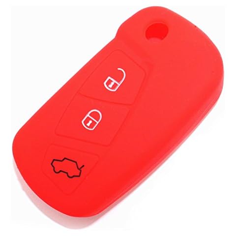 Finest-Folia Key Cover FE for 3 Buttons Car Key Silicone Cover (Red) Cover