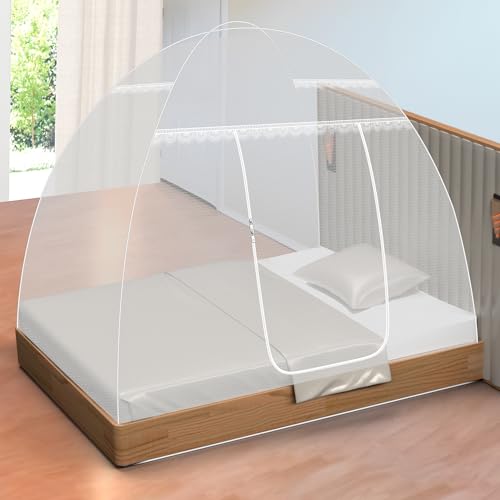 Image of Single Bed Mosquito Net Foldable, Lightweight Polyester 30GSM Strong Foldable Machardani (White Color, 4feet x 6.5feet)