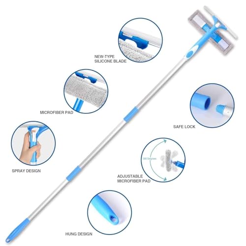 Image of 2-in-1 Rotatable Glass Wiper & Cleaning Brush | Easy Cleaning Window Mop | Streak-Free Glass Cleaner for Home, Office, Car Windows