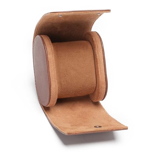 Xqzbmt Leather Watch Roll Single Travel Watch Case,Watch Box for Men Women Watch display Case,Holder,Organiser for Travel & Storage Brown