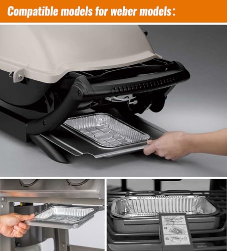 NUPICK 30 Pack Grill Drip Pans Compatible for Weber, 6415 Grill Accessories for Weber Spirit, Genesis, Traveler, Q Series - Grill Grease Pan Liners - Disposable Aluminum Foil Grease Trays - 8.5" X 6"
