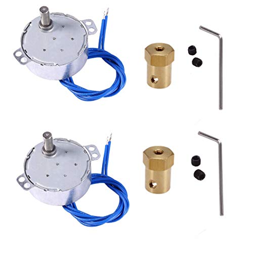 Synchronous Synchron Motor,Turntable Motor, Electric Motor with 7mm Flexible Coupling Connector,110V ACmotor, 50/60Hz AC 100~127V 4W CCW/CW for Hand-Made, School Project, Model- 2 Pack (5-6RPM)