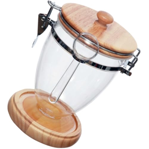 Frasco de sellado para café recipiente hermético de plástico y madera roble 2