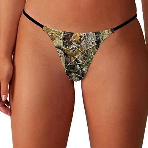 Camouflage Camo Hunting Forest Women's G-String Thongs Seamless Sexy Panties Low Rise Underwear M