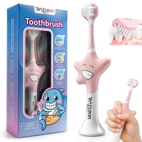 DR.CLEAN 3 Sided Toothbrush for Kids Ages 2-12, Soft Toddler Training Toothbrush with Patented Starfish Easy-Grip Handle, Triple-Sided 45° Brush Head, Gentle Bristles for Teeth and Gums - image 1