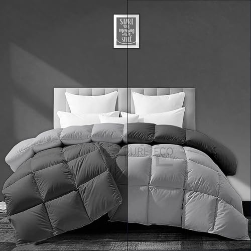 Image of PURE ECO Heavy Winter 400 GSM Comforter for King Size (92 inchX106 inch) - Soft Quality Winter Blanket Soft Microfiber Fill - Duvet /Blanket King Size - Dark Grey /Silver Grey Color