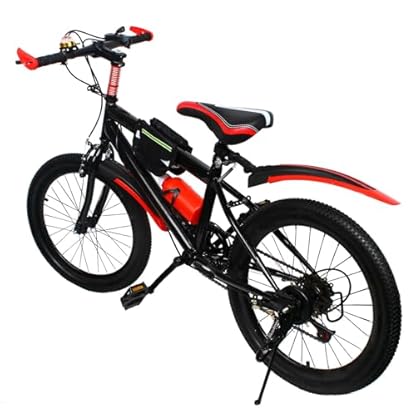 YQCXG Mountainbike 20 Zoll Kinderfahrrad Fahrrad mit Schutzblechen 7-Gang Carbonstahl MTB Unisex Mädchen Jungen Junior Fahrrad mit Kessel & Halter, Doppelscheibenbremse Fahrrad Rot Fahrr – Bild 3