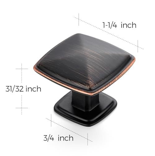 Image of Ravinte 20 Pack Oil-Rubbed Bronze Kitchen Cabinet Square Knob Single Hole Cabinet Hardware for Dresser Drawer Cabinet Pulls Drawer Knobs Cabinet Knobs