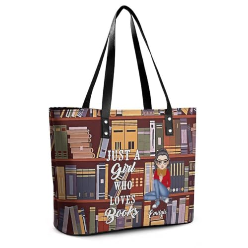 Just A Girl Who Loves Books Personalized PU Leather Bag Custom Book Lover Handbag Bookish Shoulder Bag Gift2