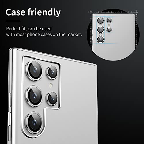 Image of Hoerrye Camera Lens Protector For Samsung Galaxy S22 Ultra, Scratch-Proof, Drop-Proof Alloy Phone Screen Camera Cover Protection For 6.8'' Accessories - Silver