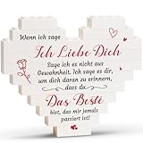 Greatabox Ich Liebe Dich Geschenke für Frauen Männer, Jahrestag Geschenk für Ihn Sie, Hochzeitsgeschenk Valentinstagsgeschenk für Partner, Herzförmige Bausteindeko (12 * 10CM*1.6CM)