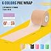 Pre Wrap Athletic Tape 6 Pack, 2.76 Inch x 11 Yards Foam Underwrap Bandage, Foam Underwrap Sports Tape for Ankle Wrist Knee Elbow Hair Soccer, Mix Colors