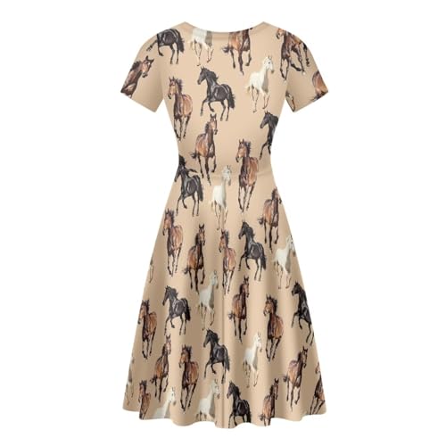 Image of Biyejit Women's Summer Casual Short Sleeve T-Shirt Swing Dress Crew Neck Plus Size S-4XL