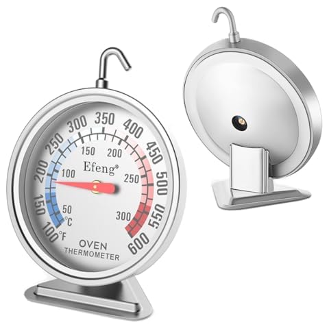 Oven Thermometers for Gas or Electric Oven Temperature Gauge with 100-600°F/50-300°C,Large Dial & Numbers,Best Kitchen Thermometer for Long Time in Oven Baking, Cooking,No Fading Color-Efeng Cover