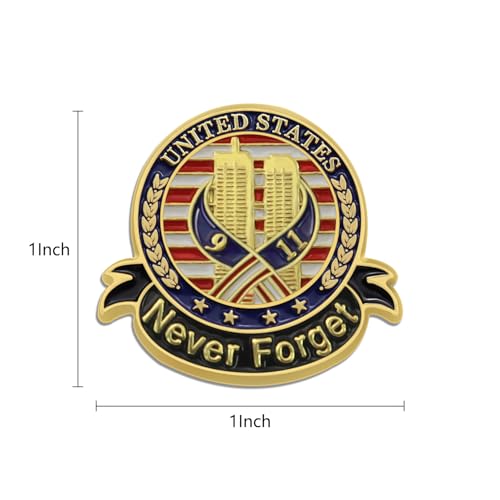 Image of 6 /12 /50 /100Pcs 9-11 Pin Never Forget Commemorative Lapel Pin Bulk - September 11th Twin Towers Patriotic Ribbon Brooch Badge Pin Gifts