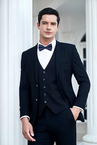 HISDERN Fliege Herren Marine Blau Fliege für Männer Bereits Gebunden Verstellbar Schleife Hochzeit Party Smoking