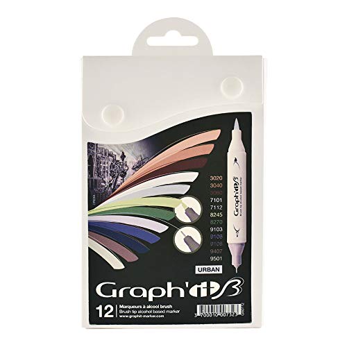 graph' it Brush gi80112 Urban Set rotuladores de doble punta (12 unidades), colores surtidos