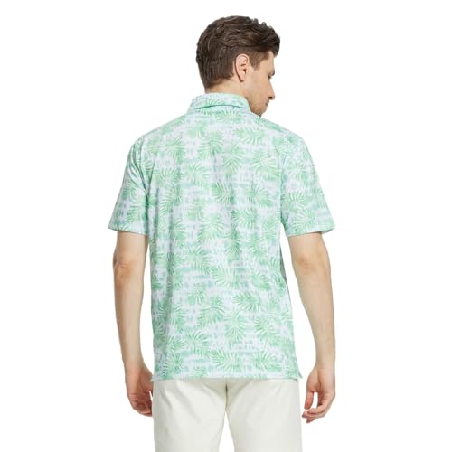 Image of M MAELREG Mens Golf Shirt Short Sleeve Dry Fit Print Moisture Wicking Performance Patterns Collared Polo Shirt