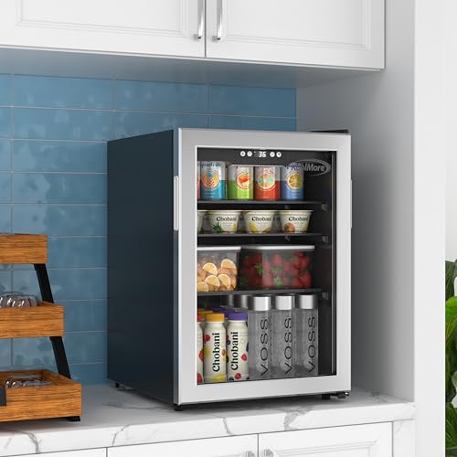 Image of KoolMore 17 Inch Beverage Refrigerator, 2.5 Cu. Ft. Fridge Cooler, 70 Can Glass Door Drink Fridge for Dorm, Bedroom, Office, Bar, Retail Display, ETL Listed