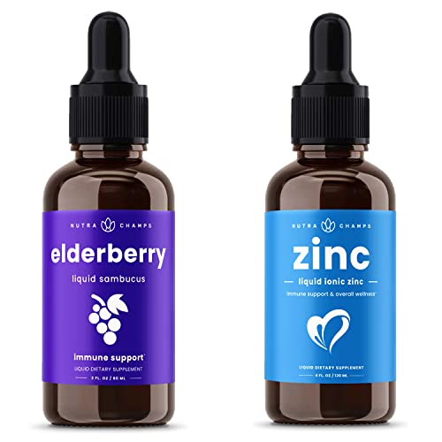 Nutrachamps Black Elderberry Syrup And Organic Zinc Liquid Drops Bundle #TOP13