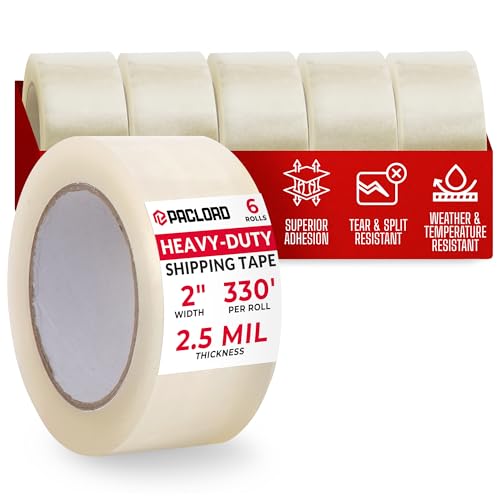 2" x 110 Yards Clear Packing Tape, 2.5 Mil Thick, Pack of 6 Rolls