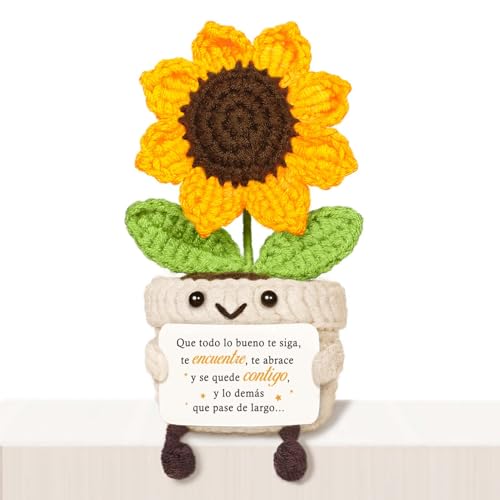 AceThrills Regalos para Mujer, Regalos de CumpleañOs para Mujer, Regalos para el Dia de la Madre – Girasol Tejido a Mano