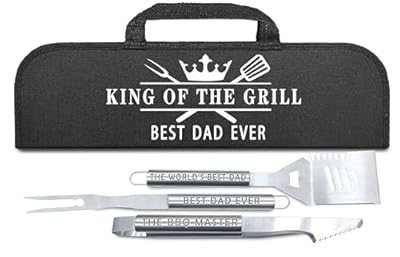 TEDDROP Fathers Day Dad Gifts, Gifts for Dad from Daughter, Best Dad Ever Gifts from Son - Fathers Day Cool Grilling BBQ Gift for Dad from Kids - Dad Stainless Steel Metal Tool Heavy Duty Set 3