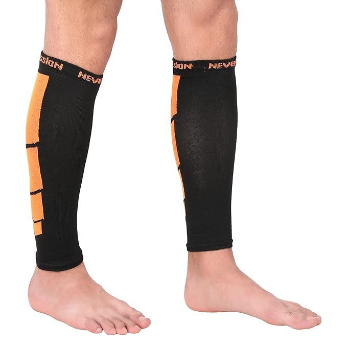 NEVER LOSE Calf Compression Sleeves for Men & Women, Unisex. Shin Splint Leg Sleeves. Graduated Compression for Calf Strains, Shin Splints and Varicose Veins,Recovery & Prevention (Small) Color May Vary