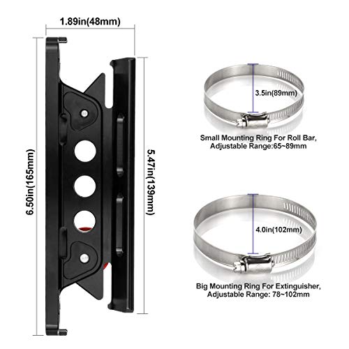 Quick Release Adjustable Fire Extinguisher Mount Holder for Wrangler UTV Polaris RZR Ranger with Pillar (Support 1-10Lb Extinguishers), 4 Mounting Clamps