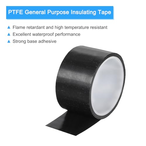Image of MECCANIXITY High Temperature Tape 50mm PTFE Coated Fabric Tape Heat Resistant Tape for Vacuum Sealers Adhesive Tape 10m /33ft Black 0.13mm Thickness