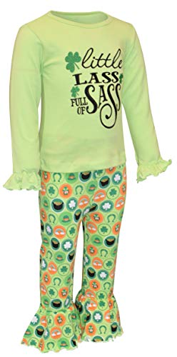 Image of Unique Baby 2 Piece Girls Double Ruffle Leggings and Long Sleeve Shirt Clothes Set Kid and Toddler Girl Outfit